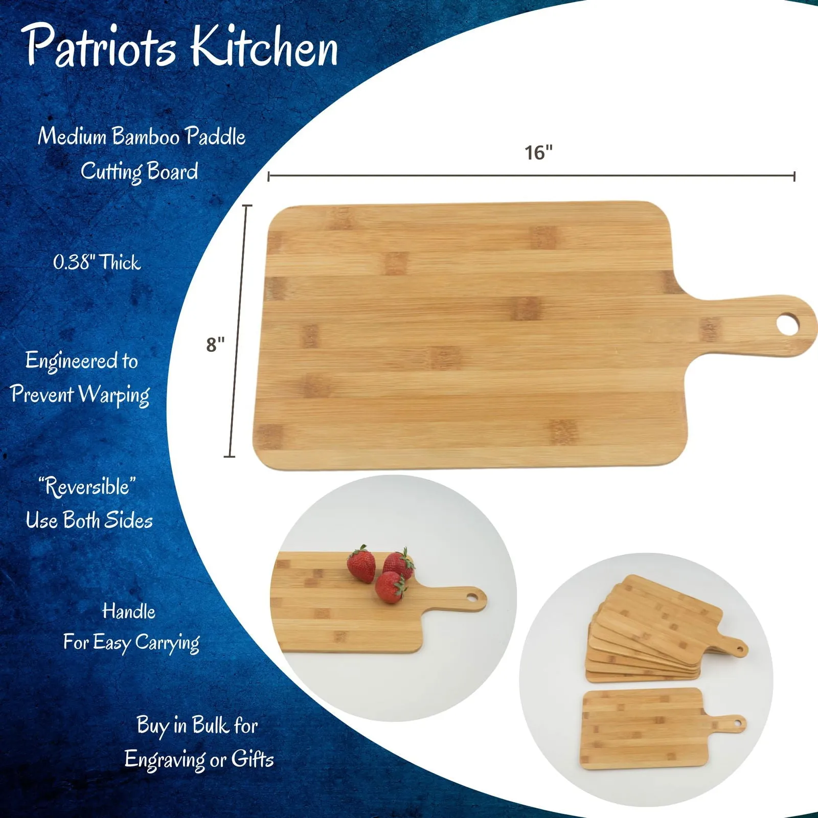 100% Veteran Owned - 12 pcs Bamboo 16" x 8" Bulk Cutting Board Wood Chopping Board Laser Engraving Serving Board Charcuterie Boards for Customized