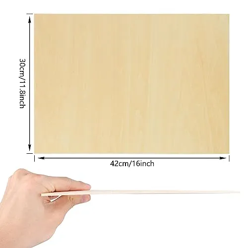 10Pcs 16 x 12 x 1/8 Inch Basswood Sheets, Unfinished Basswood Sheets, Plywood Sheet for Arts and Crafts, Painting, Pyrography, Wood Engraving, Wood