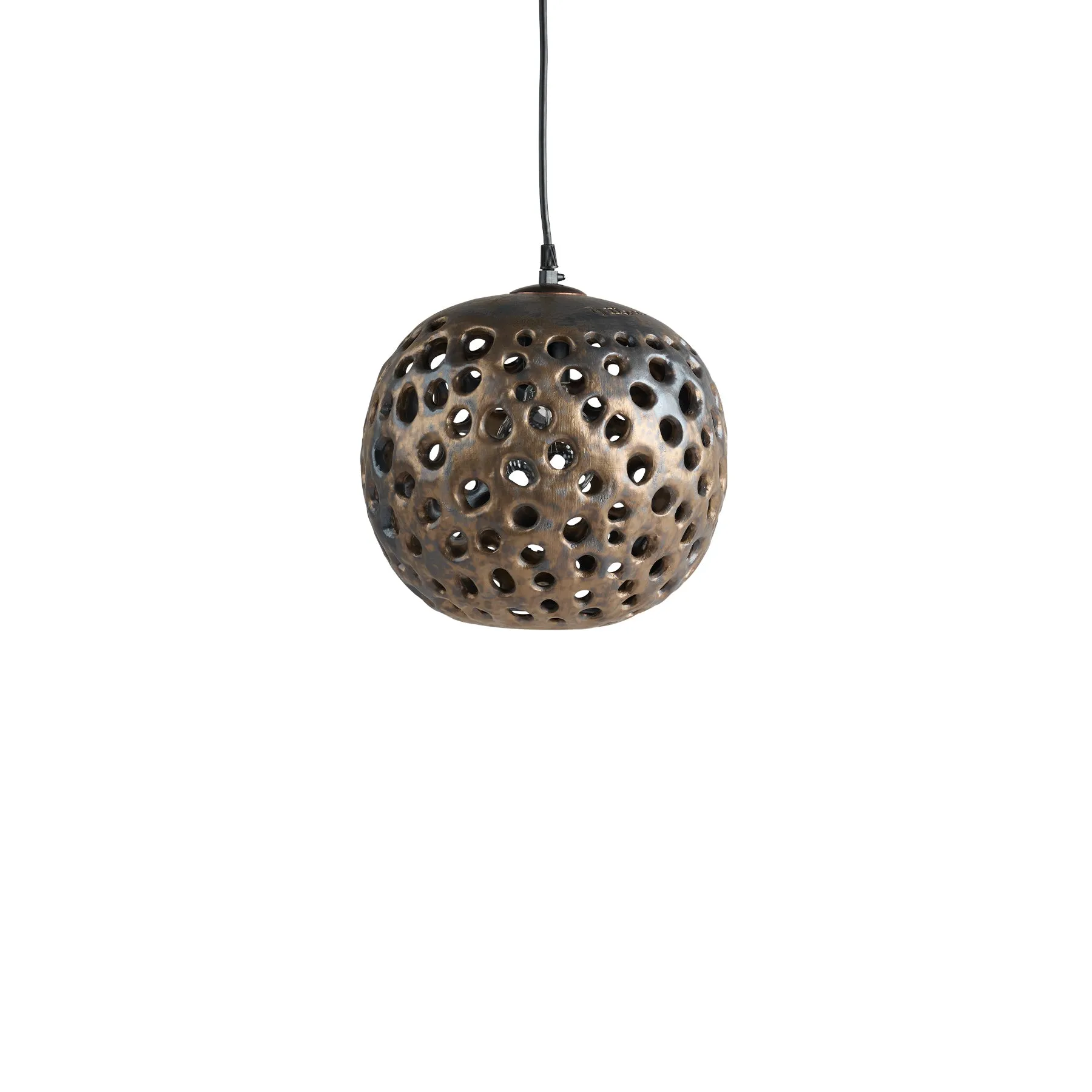 10" Ceramic Hanging Lantern in Bronze