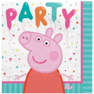 16pk Licensed Peppa Pig Confetti Party Beverage Napkins