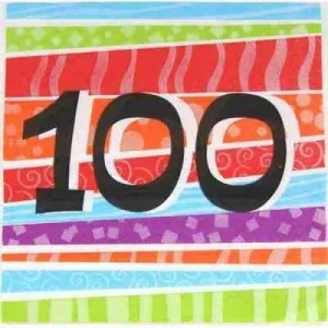 25pk Printed 100 Luncheon Napkins - 100th Birthday