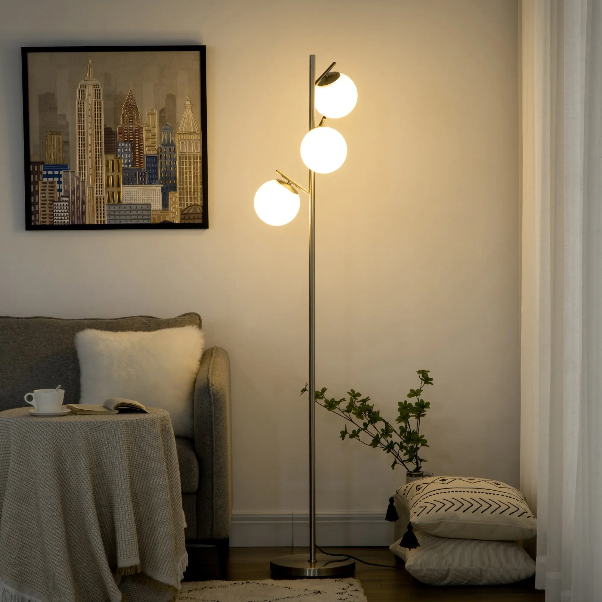 3-Light Tree Floor Lamps for Living Room