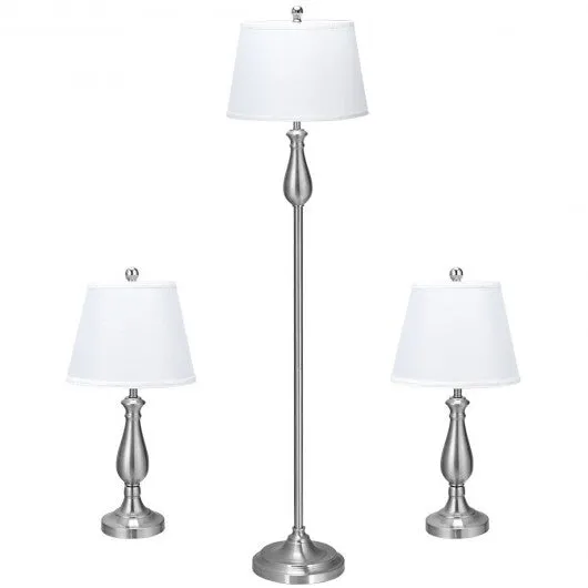 3 pcs Brushed Nickel Lamp Set-Silver