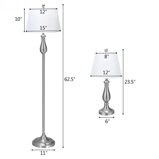 3 pcs Brushed Nickel Lamp Set-Silver