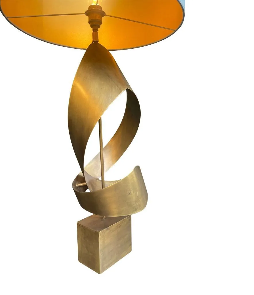 A pair of large Italian 1970s sculptural brass and gilt metal lamps