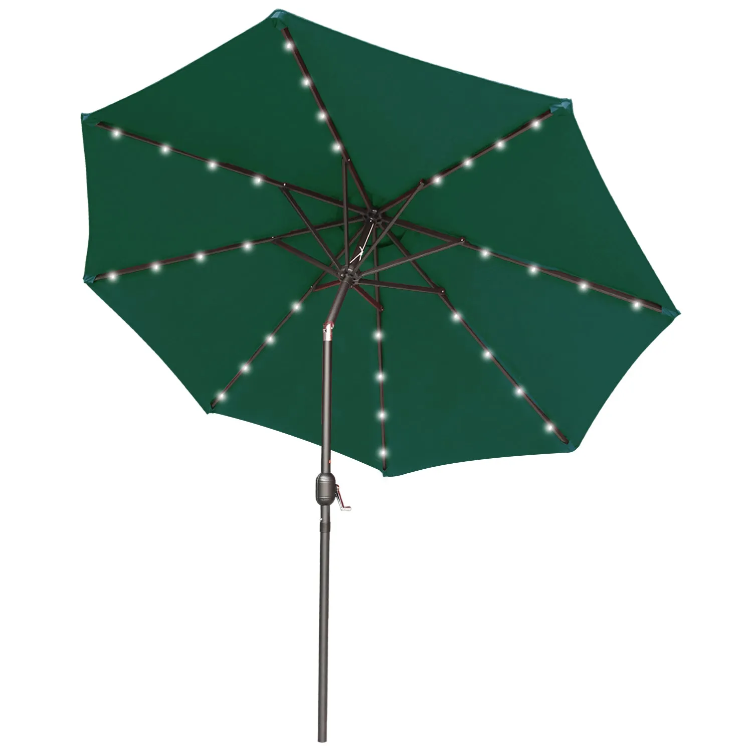 ABCCANOPY Outdoor Solar Patio Umbrella with 32 LED Lights, Tilt & Crank