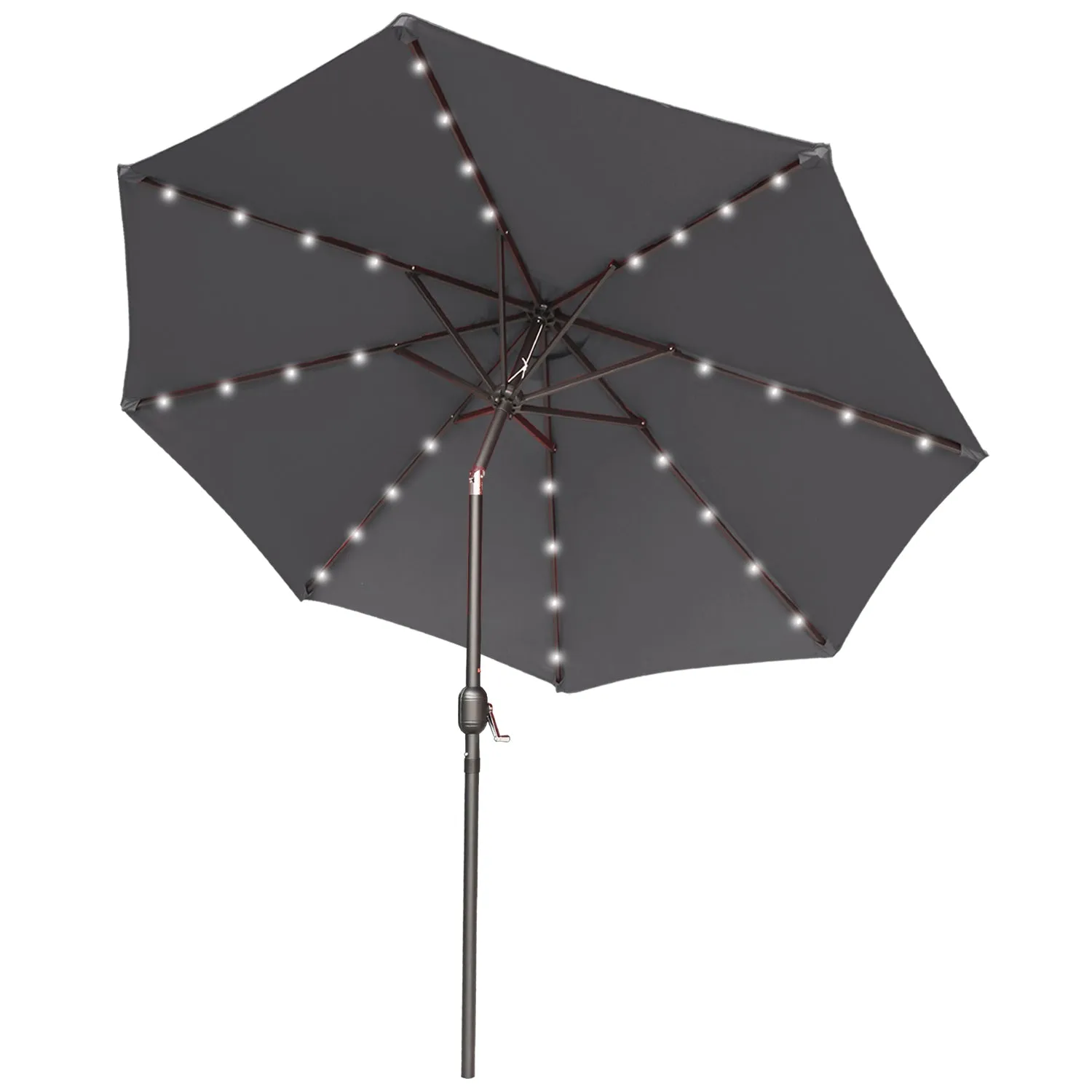 ABCCANOPY Outdoor Solar Patio Umbrella with 32 LED Lights, Tilt & Crank