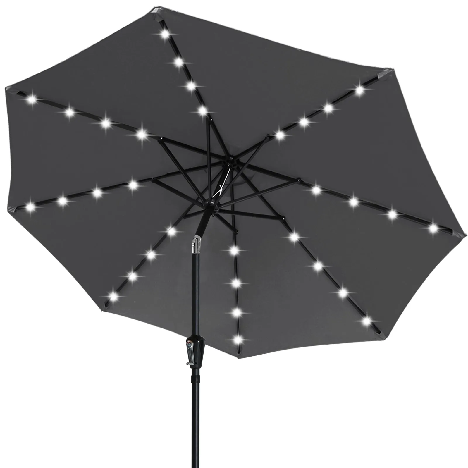 ABCCANOPY Outdoor Solar Patio Umbrella with 32 LED Lights, Tilt & Crank