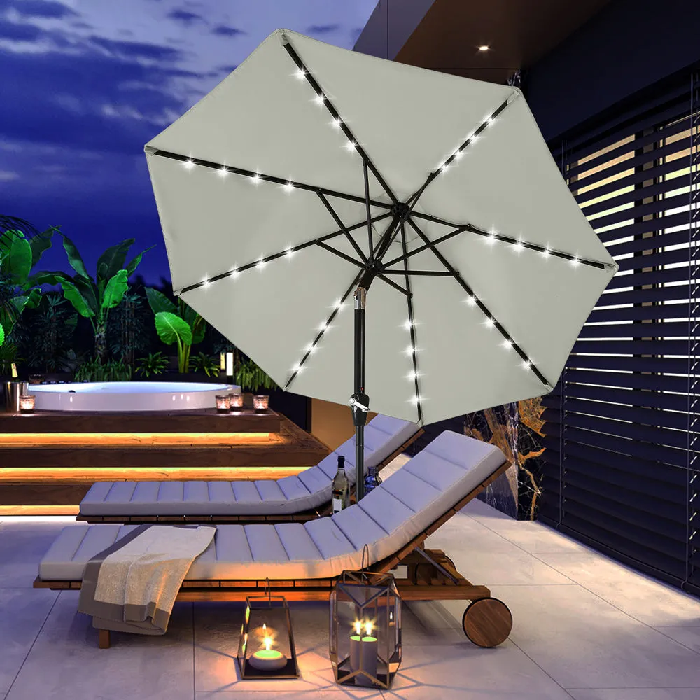 ABCCANOPY Outdoor Solar Patio Umbrella with 32 LED Lights, Tilt & Crank