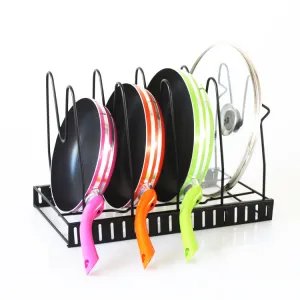 Adjustable Pan and Pot Lid Holder Rack