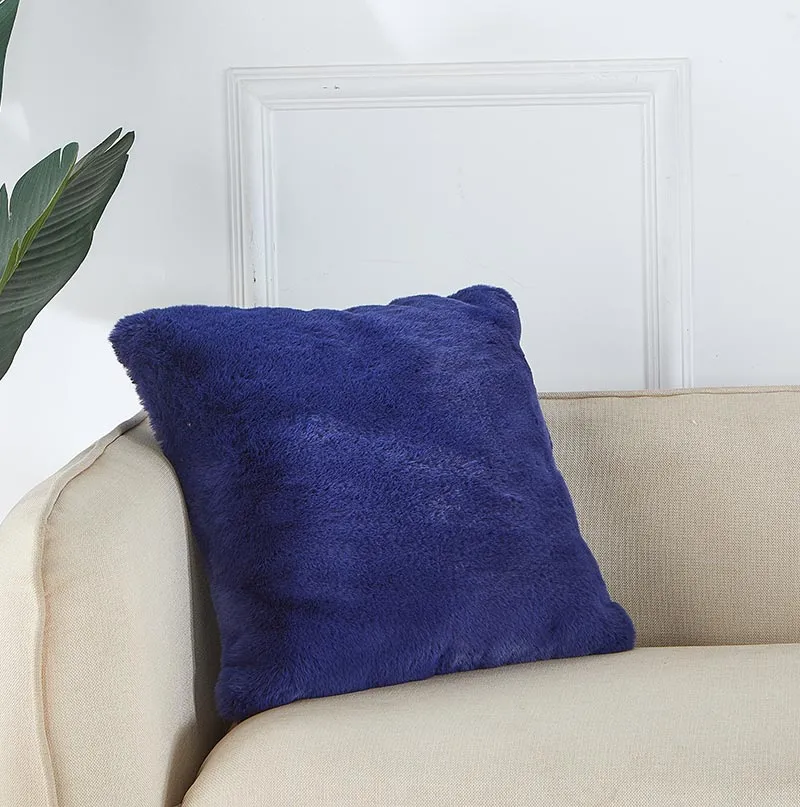 Agnes Luxe Navy Blue Faux Fur Pillow