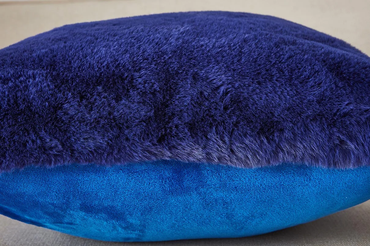 Agnes Luxe Navy Blue Faux Fur Pillow