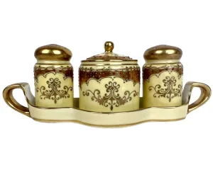 Art Deco Noritake Porcelain Cruet Set Jam Pot Salt Pepper Shakers