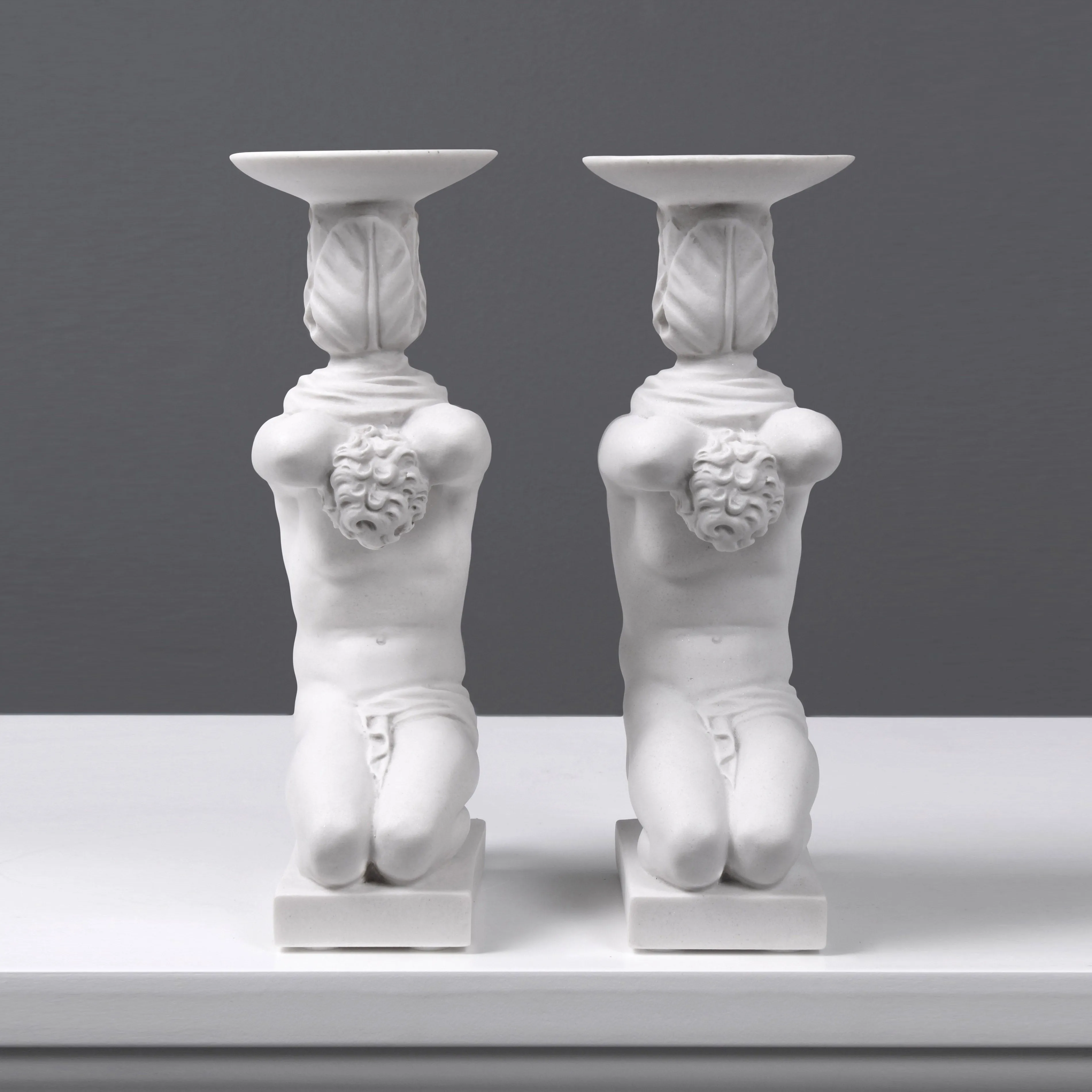 Atlas Candle Holder Statue in Pair (Small)