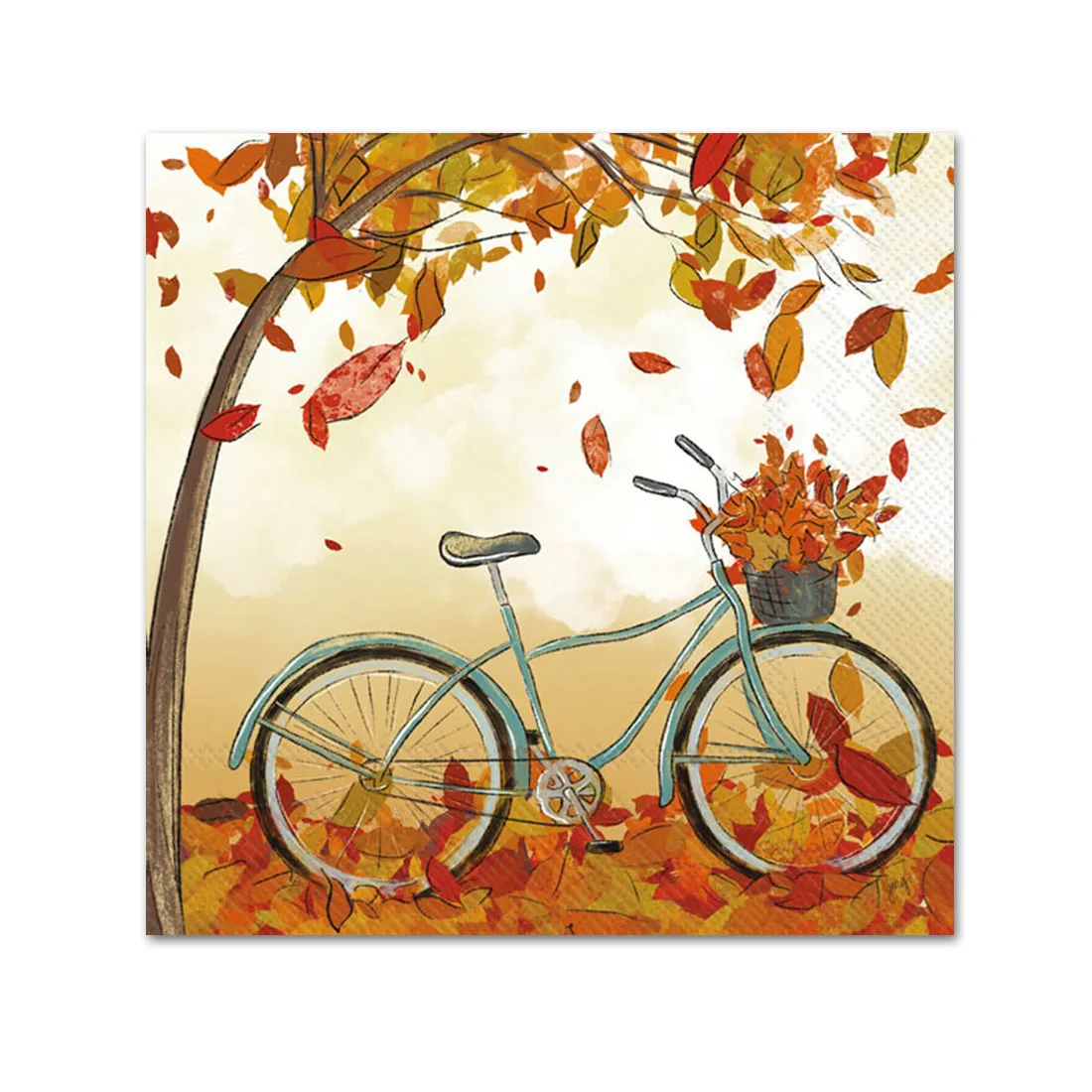 Autumn Bicycle Ride Paper Beverage Napkins