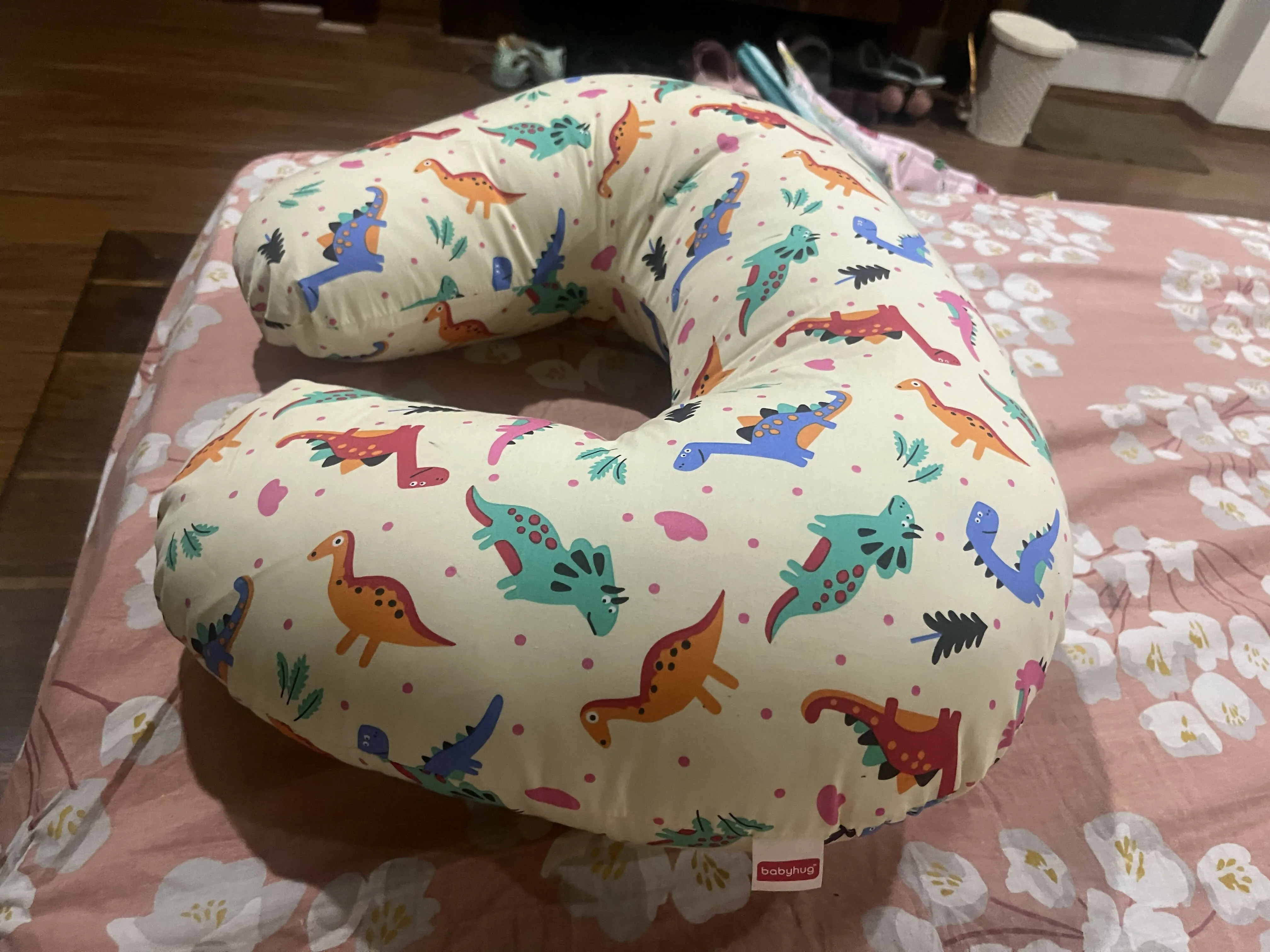 BABYHUG Cotton Feeding Pillow Dinosaur Bear Print - Cream