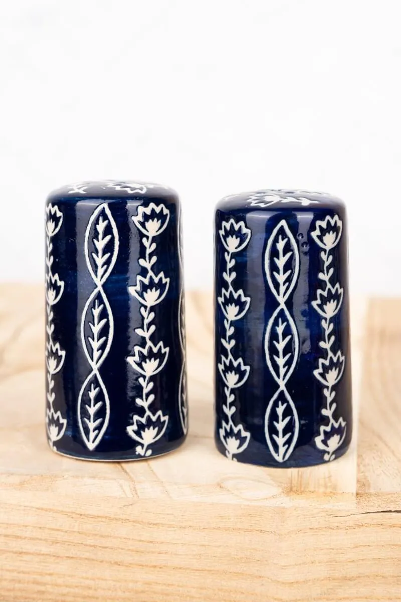 Barcelona Blue Ceramic Salt and Pepper Shaker Set