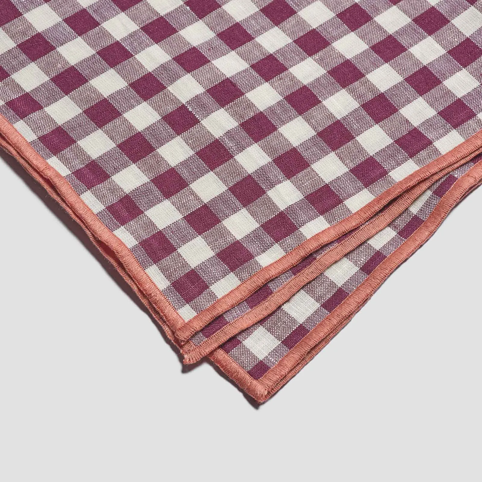 Berry Gingham Linen Napkins Set of 4