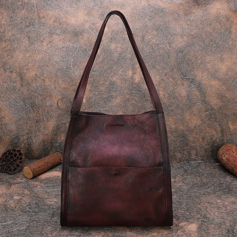 Best Brown Leather Womens Square Totes Handbag Handmade Vintage Tote Shoulder Purse for Ladies