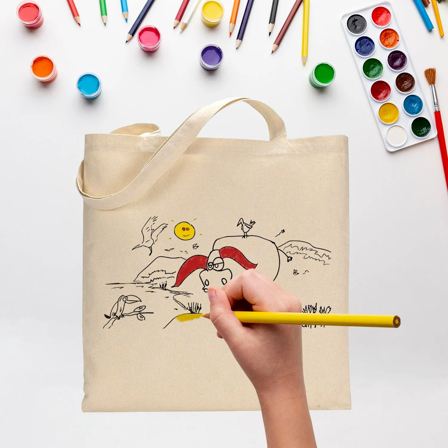 Black Color Lake Tote Bag (Advance Level) - Coloring-Painting Bags for Kids