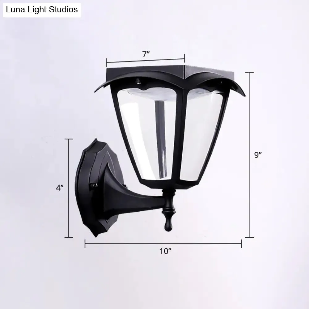 Black Outdoor Solar LED Wall Light - Simple Trapezoid Design