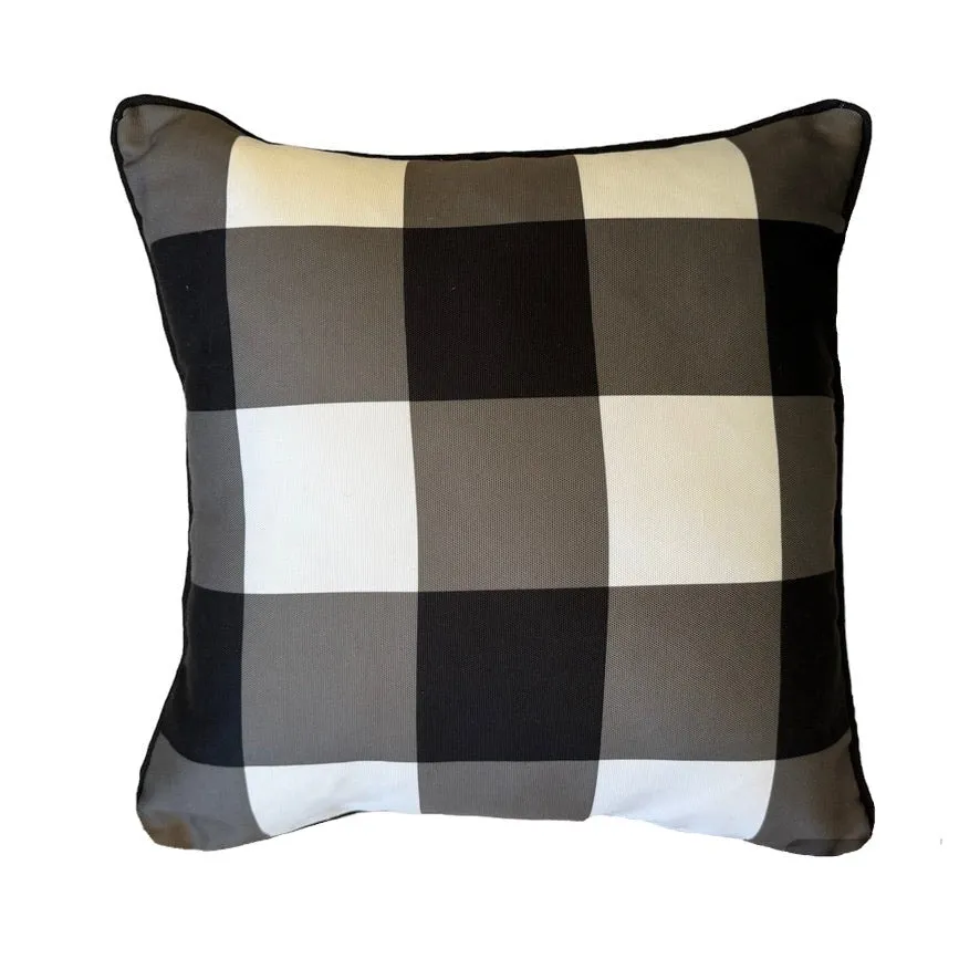 Black Plaid Square Indoor/Outdoor Pillow