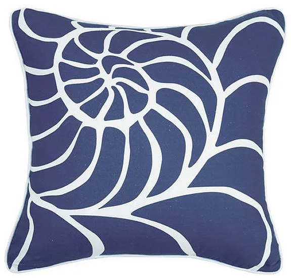 Blue Lagoon Nautilus Shell Print Pillow