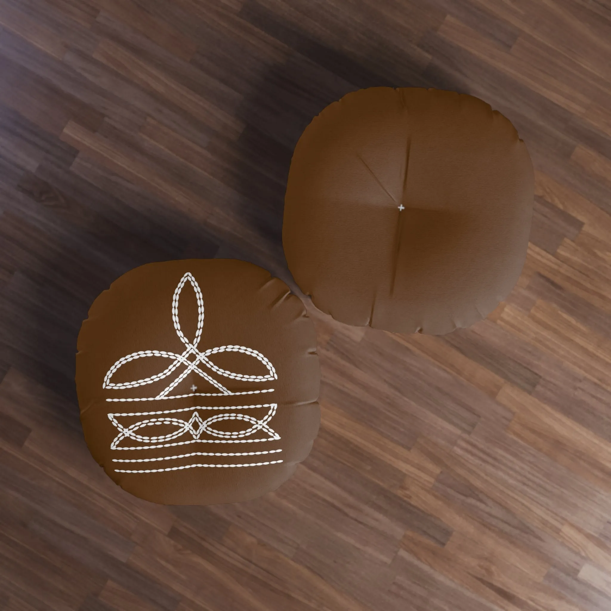 Boot Stitch Tufted Floor Pillow, Round