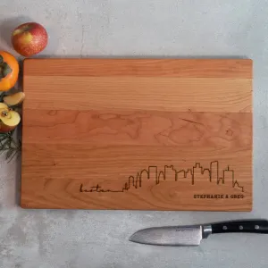 Boston Massachusetts Script Cutting Board