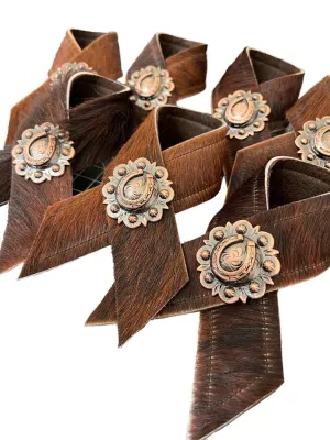 Brindle Cowhide & Horseshoe Napkin Rings