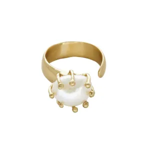 Bronze Pearl Solitaire Adjustable Ring