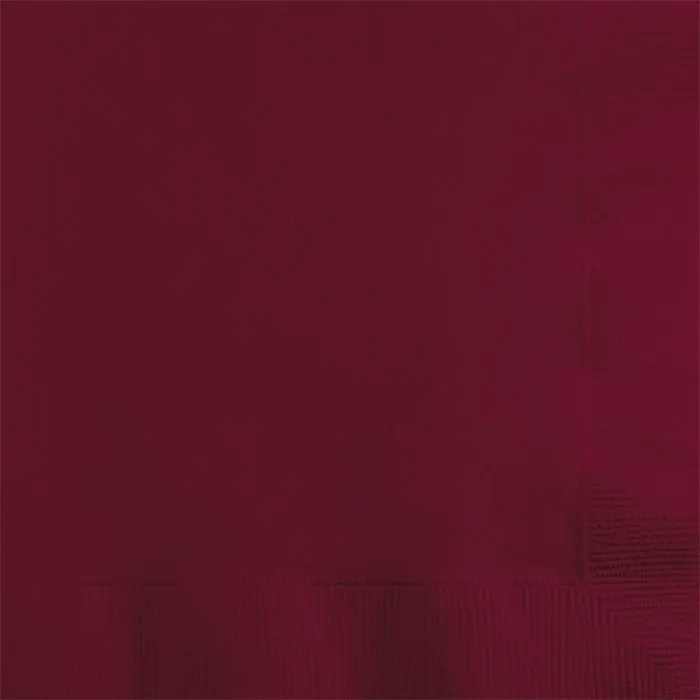 Bulk Pack of 100 Burgundy Beverage Napkins 2Ply