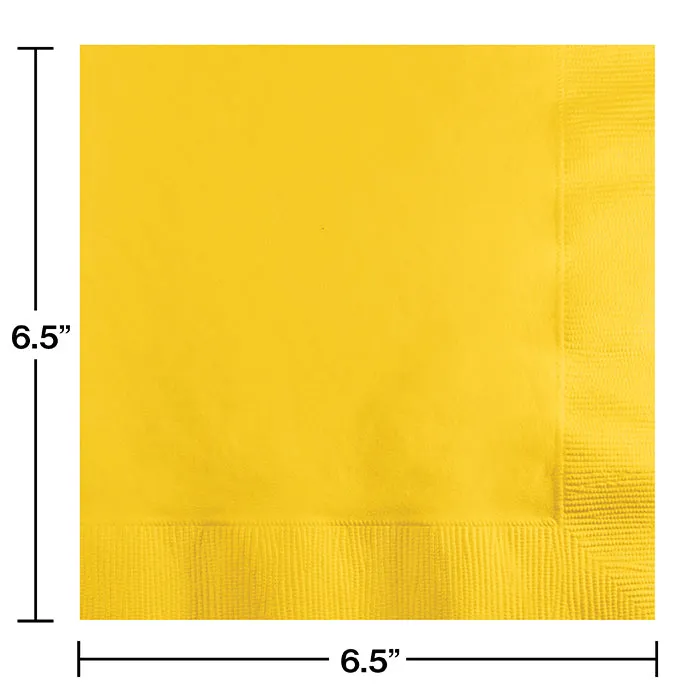 Bulk Pack of 100 School Bus Yellow Luncheon Napkins 3Ply