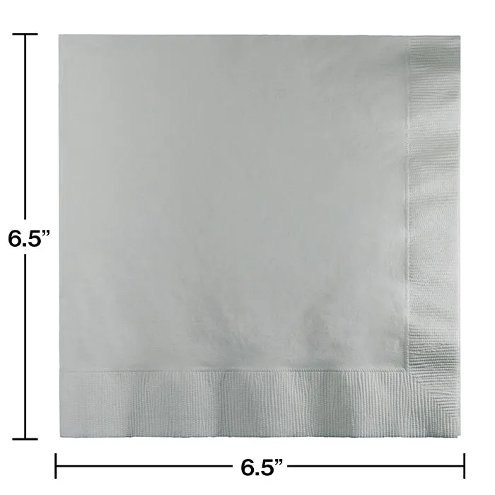 Bulk Pack of 100 Shimmering Silver Luncheon Napkins 3Ply