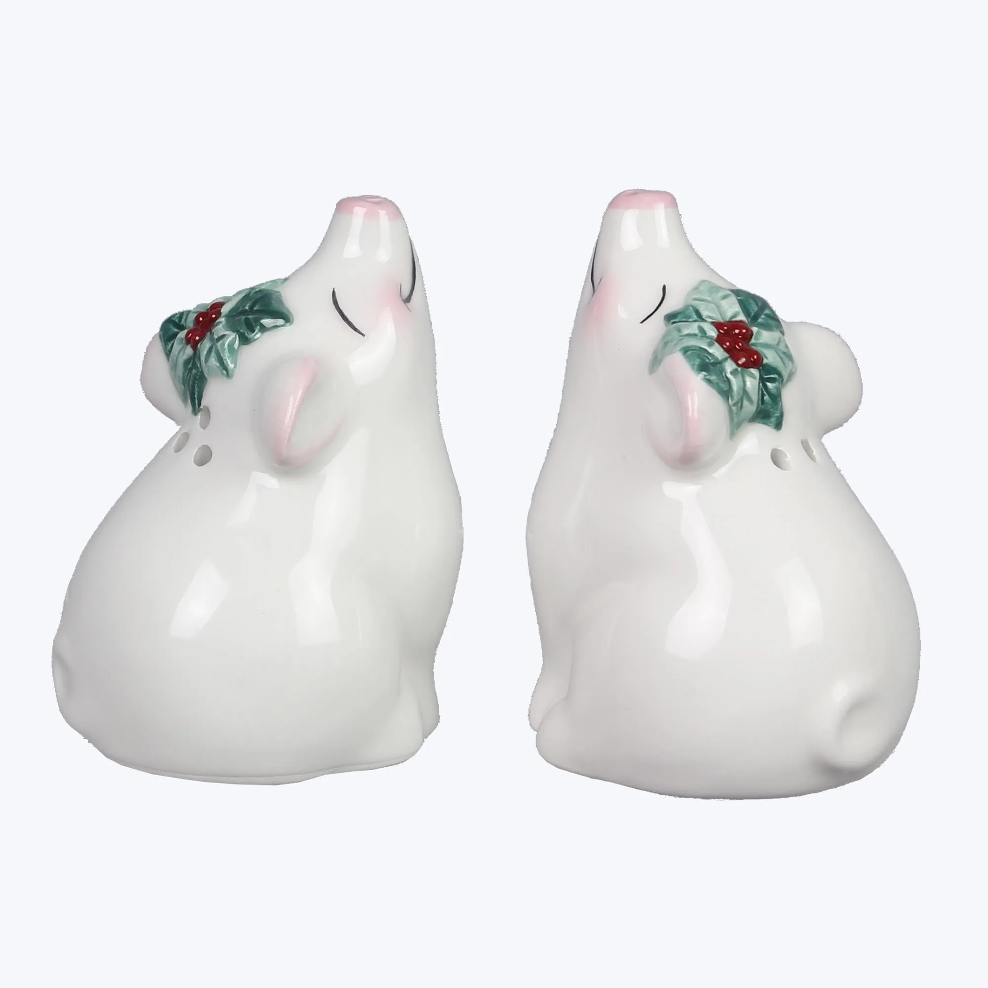 Ceramic Christmas Pig Salt and Pepper Shaker Set