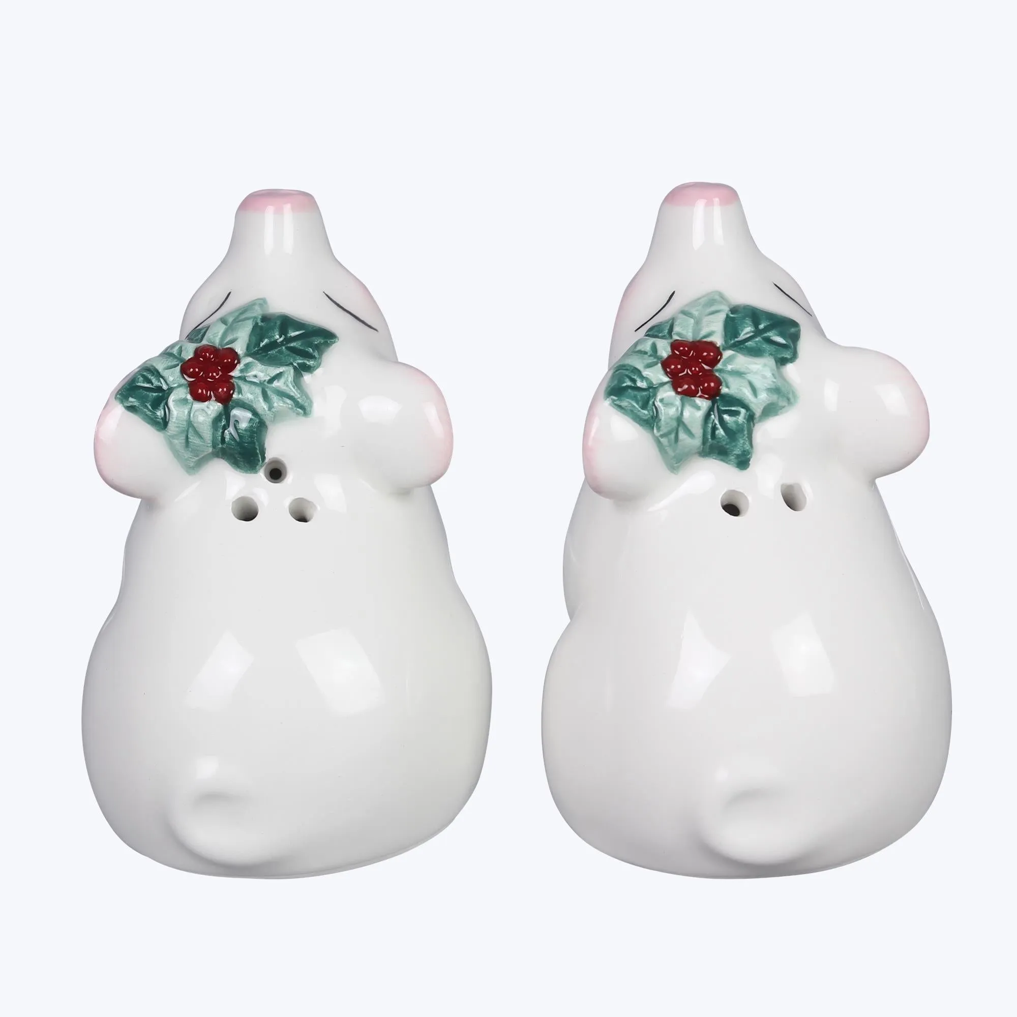 Ceramic Christmas Pig Salt and Pepper Shaker Set