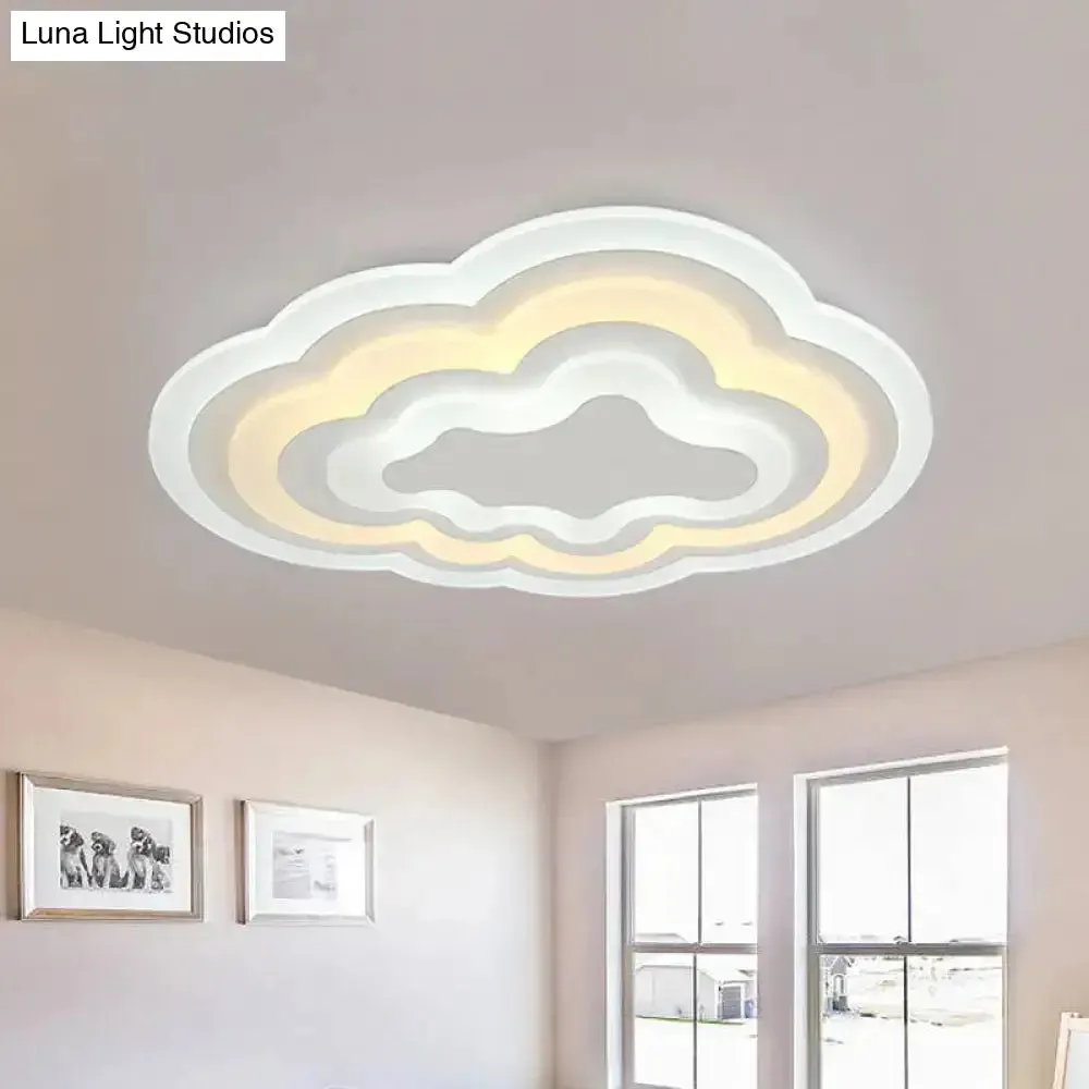 Child Bedroom LED Cartoon Cloud Flush Ceiling Light in Warm/White Light, Acrylic Flushmount Lighting, 19.5"/23.5"/31" Width