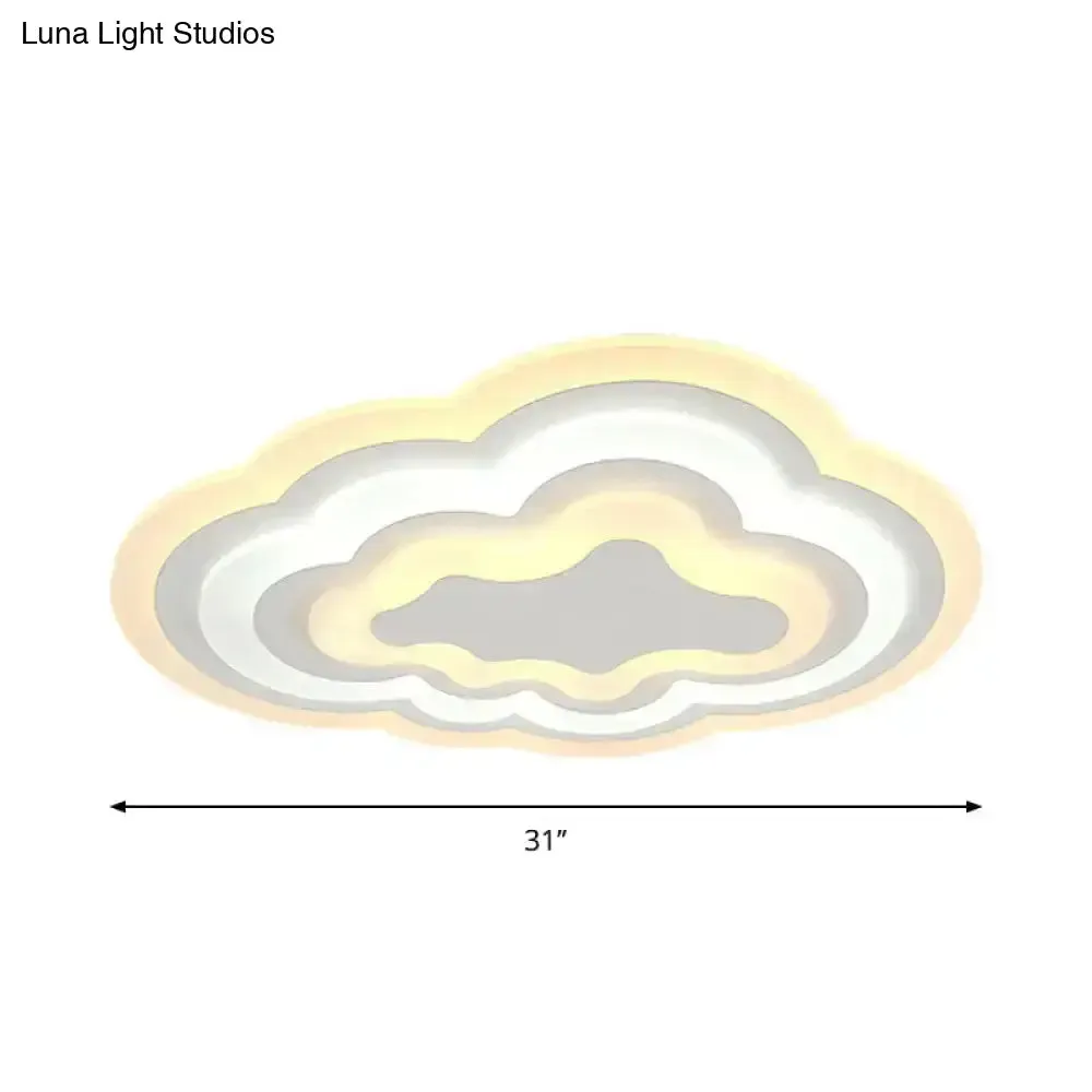 Child Bedroom LED Cartoon Cloud Flush Ceiling Light in Warm/White Light, Acrylic Flushmount Lighting, 19.5"/23.5"/31" Width