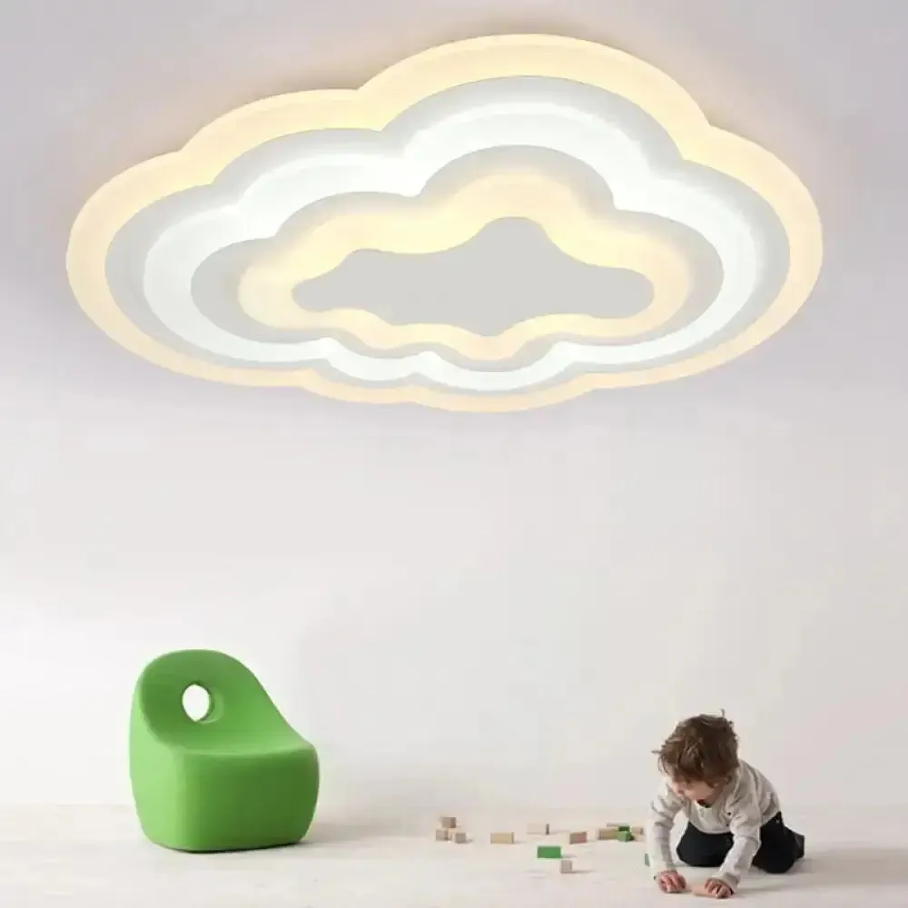 Child Bedroom LED Cartoon Cloud Flush Ceiling Light in Warm/White Light, Acrylic Flushmount Lighting, 19.5"/23.5"/31" Width