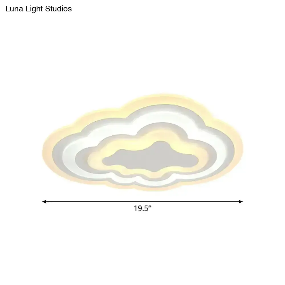 Child Bedroom LED Cartoon Cloud Flush Ceiling Light in Warm/White Light, Acrylic Flushmount Lighting, 19.5"/23.5"/31" Width