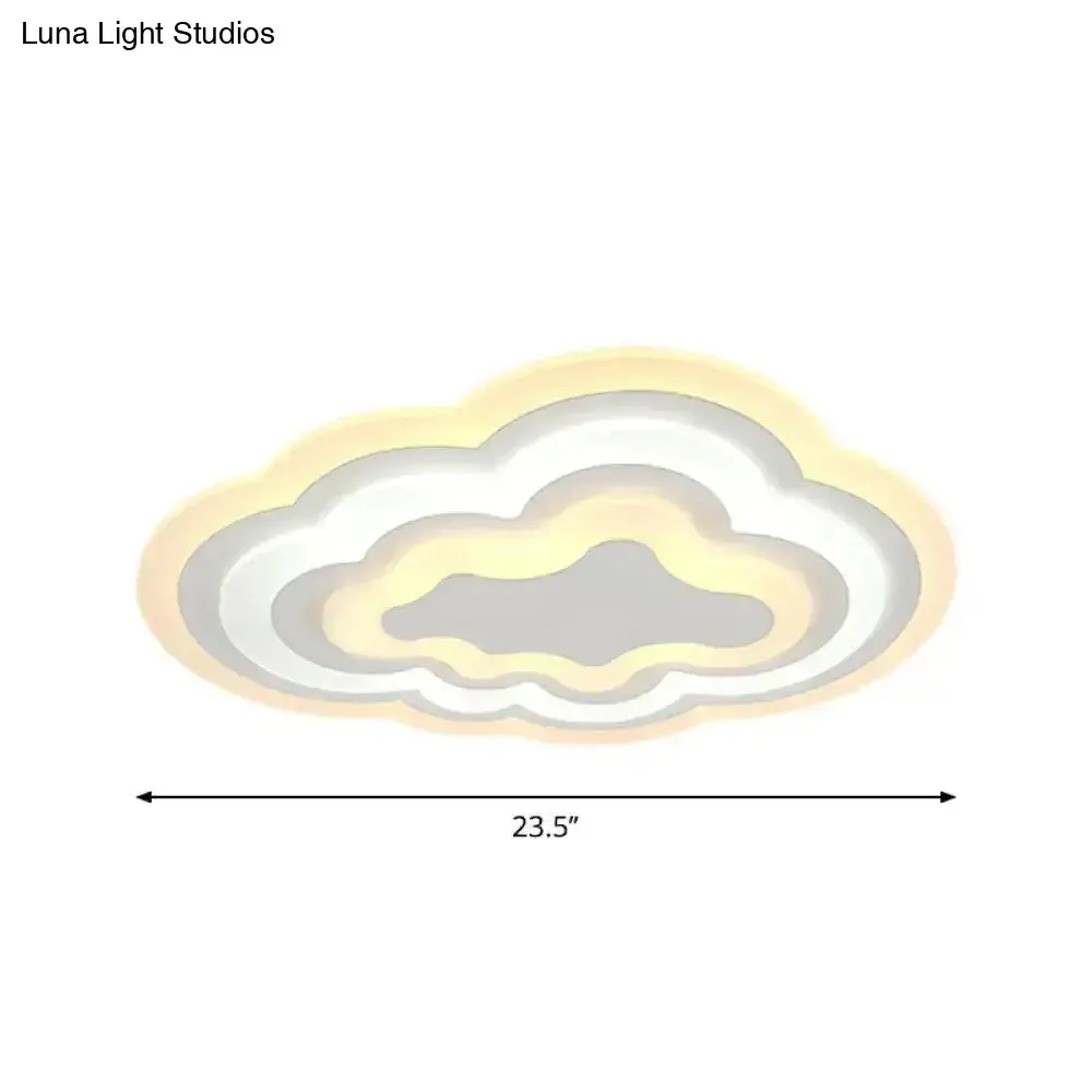 Child Bedroom LED Cartoon Cloud Flush Ceiling Light in Warm/White Light, Acrylic Flushmount Lighting, 19.5"/23.5"/31" Width