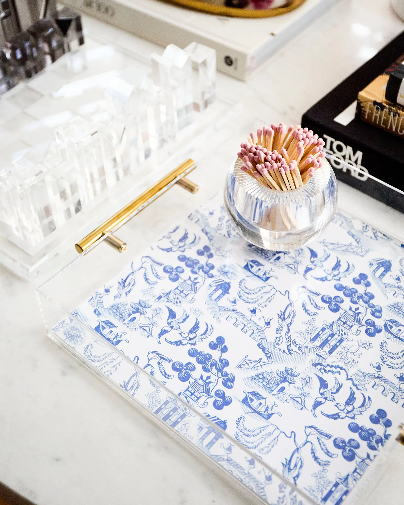 Chinoiserie Print Acrylic Tray