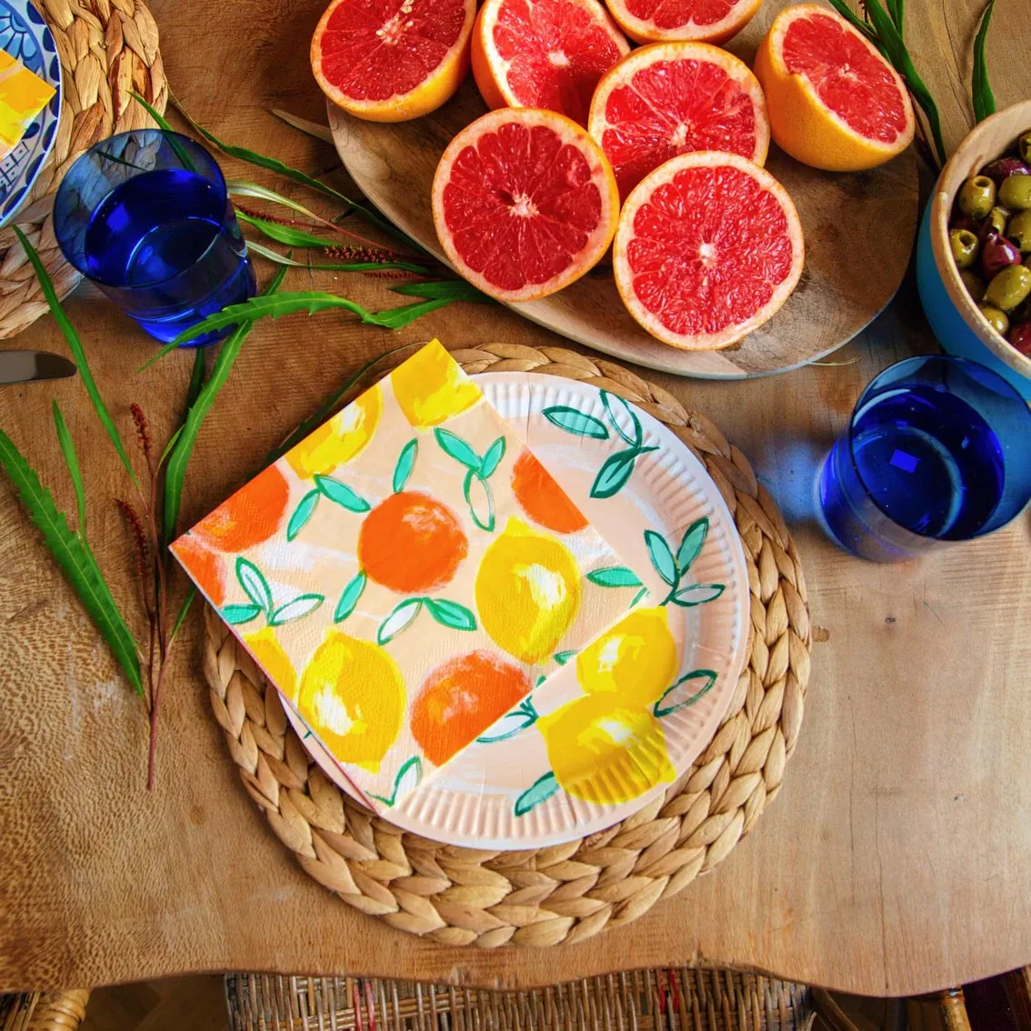 CITRUS FRUIT LEMON AND ORANGE NAPKINS