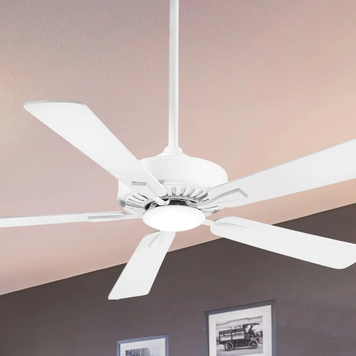 Contractor Plus LED 52 Inch Ceiling Fan with Light and Remote, Flat White