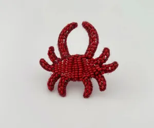 Crab Beaded Napkin Ring - Red