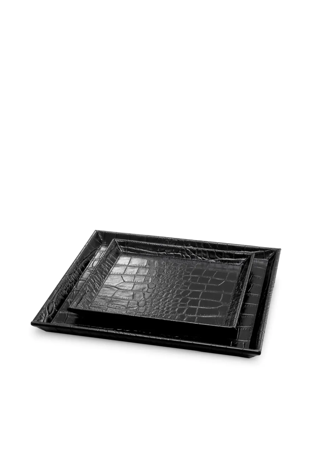 Croco Black Leather Tray Set (2) | Eichholtz Scaleo