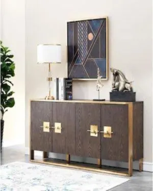 CROSS MODERN SIDEBOARD WITH GOLD FINISH