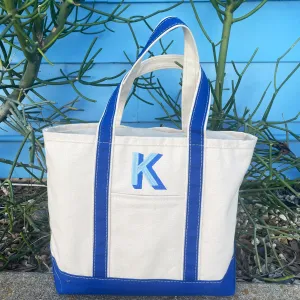 Custom Medium Canvas Boat Tote Bag with Shadow Block Initial