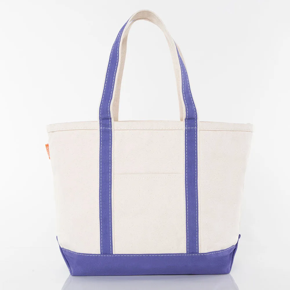 Custom Medium Canvas Boat Tote Bag with Shadow Block Initial