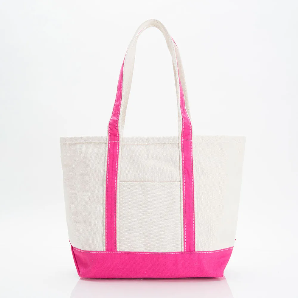 Custom Medium Canvas Boat Tote Bag with Shadow Block Initial